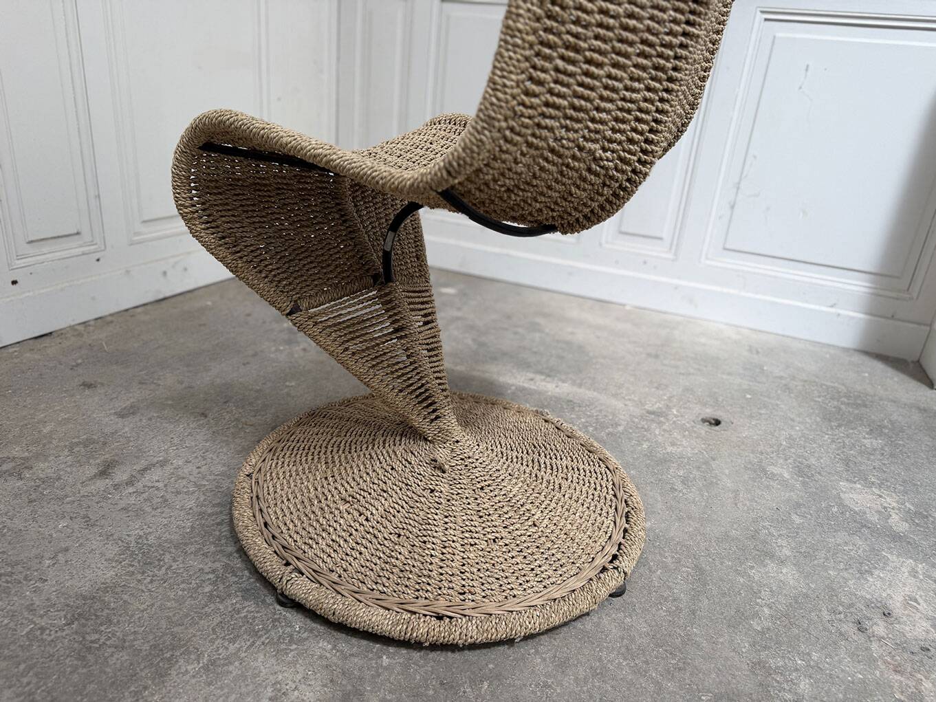Fauteuil rotin et corde vintage