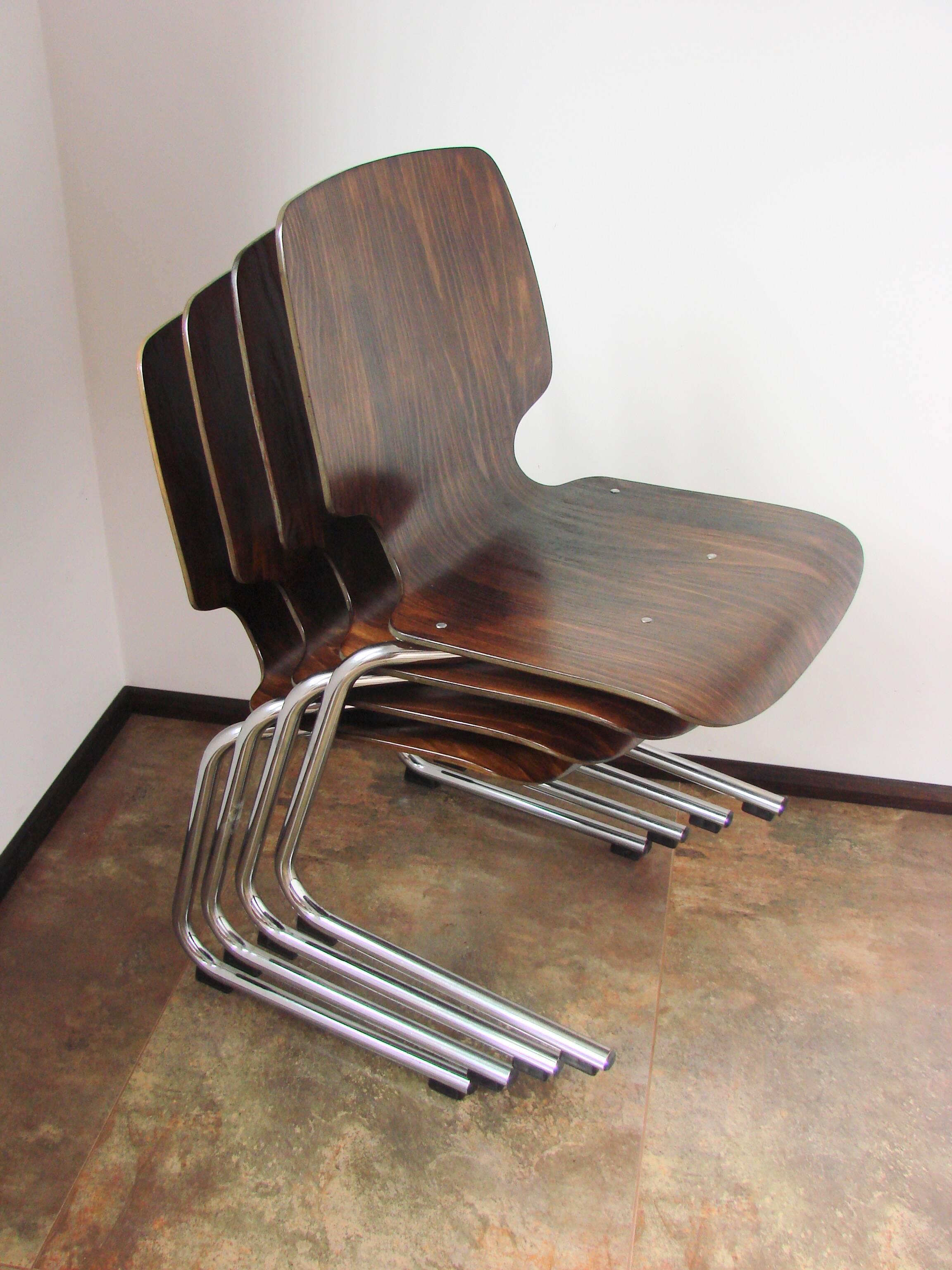 Ensemble de 4 chaises Kusch+Co Flötotto, années 1960.