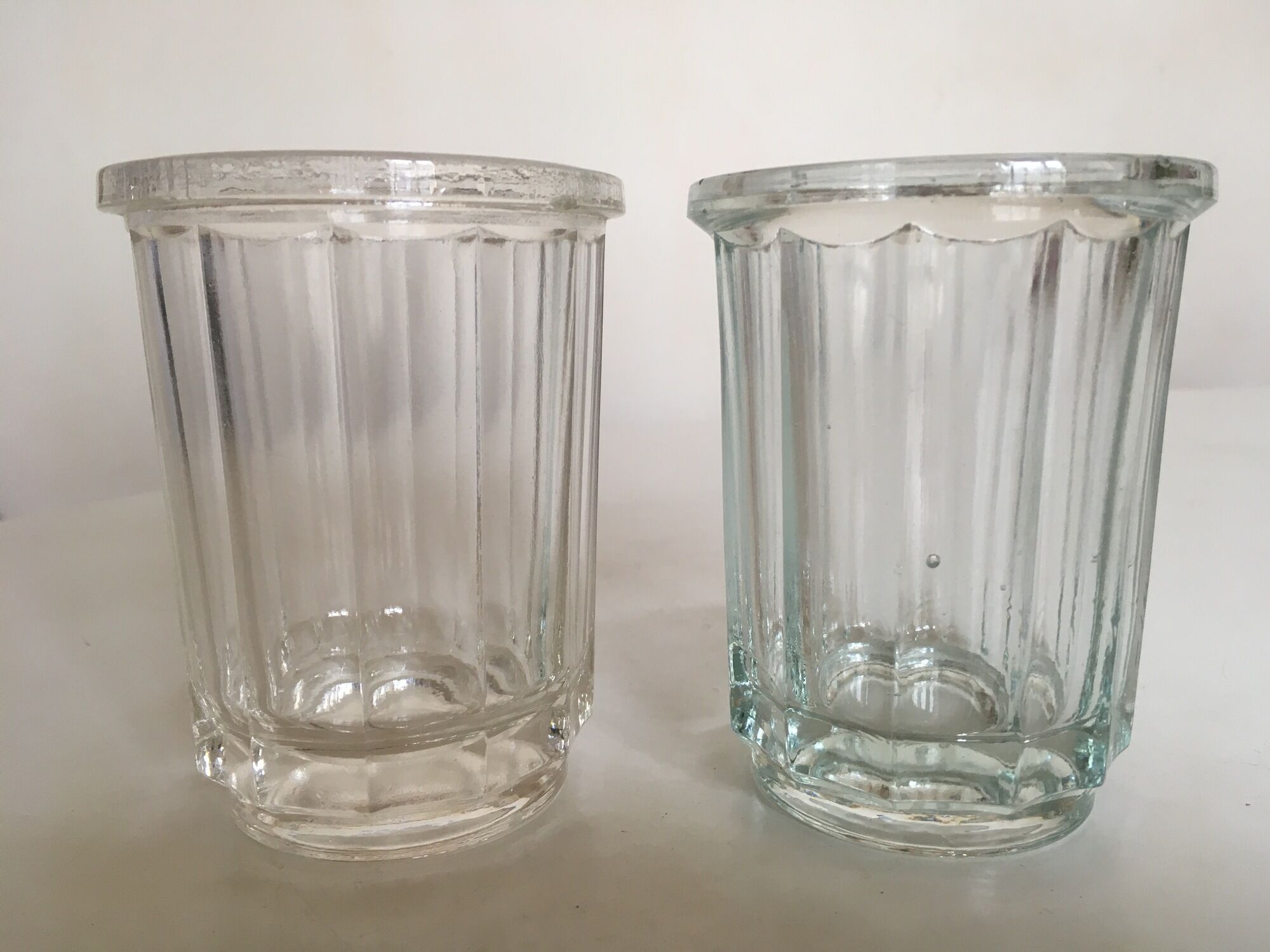 Pair of pots to jams in glass fluted on foot early 20th e