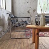 Bauhaus modernist leather chrome armchairs