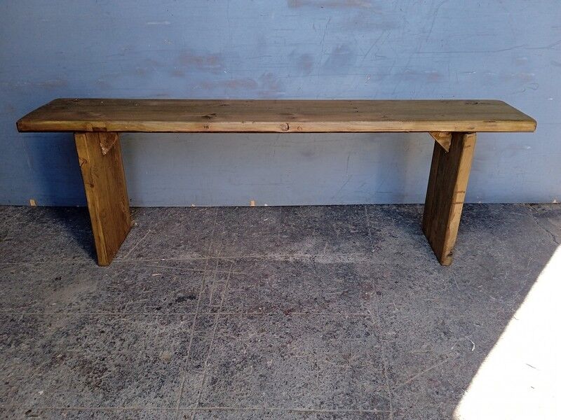 Solid patinated wood bench 140cm