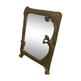 Ancien miroir à poser rectangulaire Bronze Art Deco