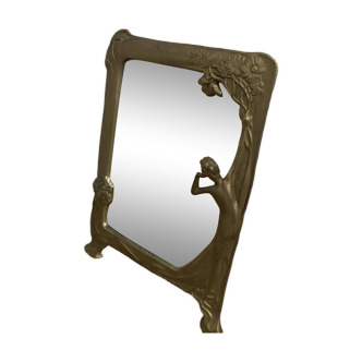 Old rectangular bronze Art Deco mirror