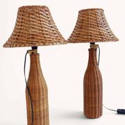 Pair of Table Lamps in Handwoven Wicker and Rattan, France, 1960s