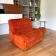 Orange corduroy convertible armchair, 1970s