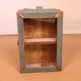 Burmese teak wall display case with original polychrome patina