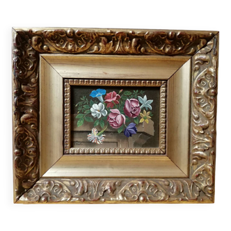 Tableau bouquet de fleurs signé J. coste