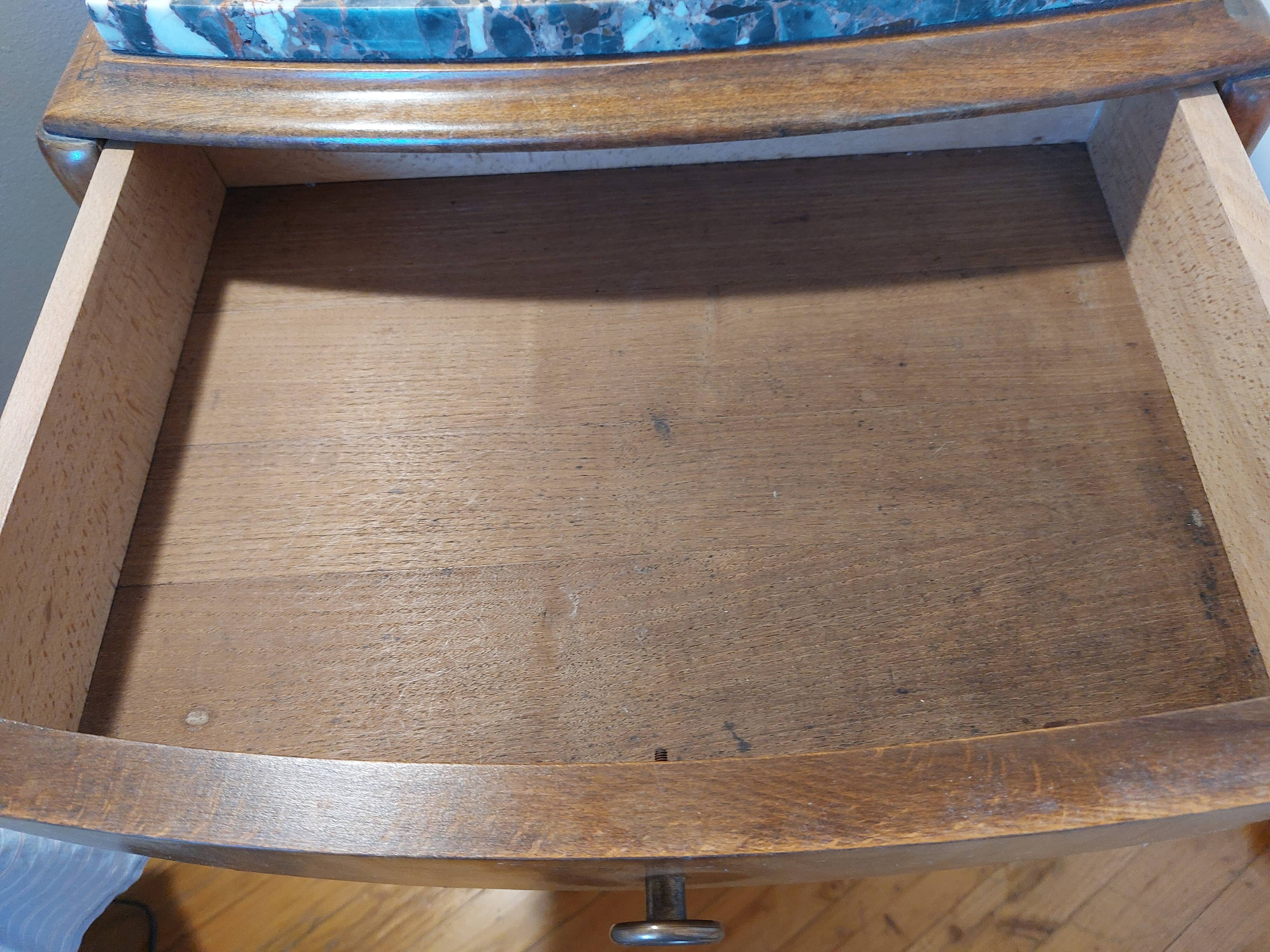 wood and marble bedside table, art deco