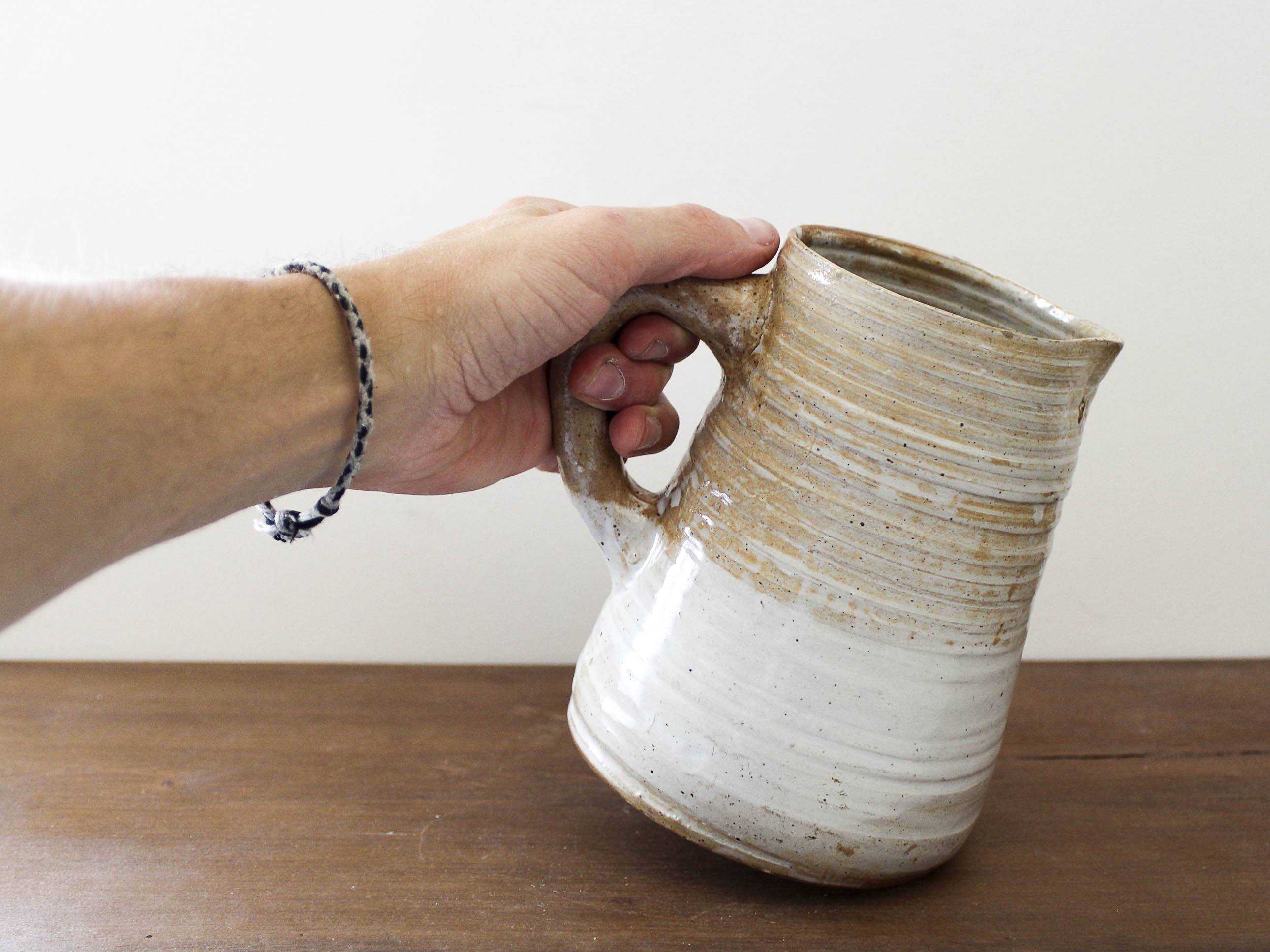 Glazed stoneware pitcher Pierre Lion Puisaye sandstone
