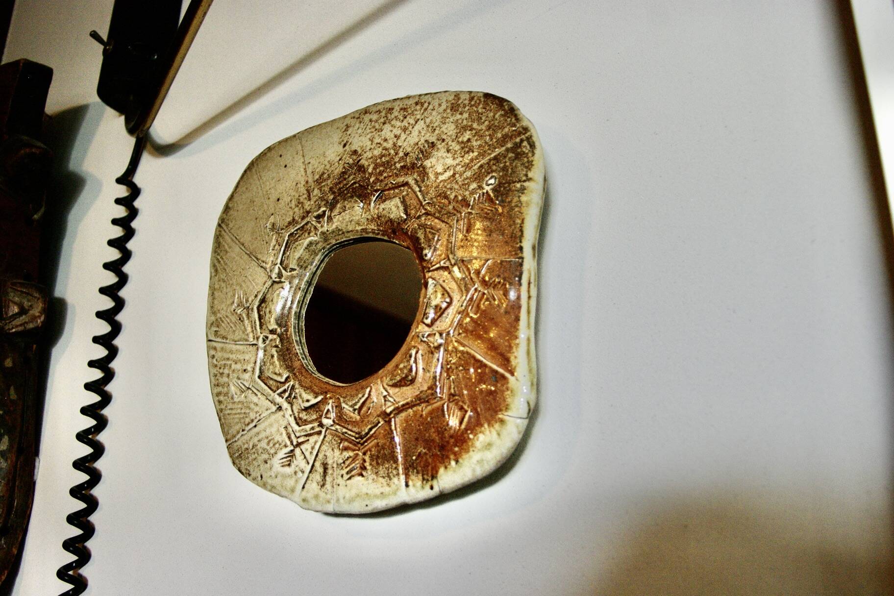 Vintage sandstone mirror from La Borne by Bruno H'dry 1960