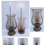two bubble glass candle holders