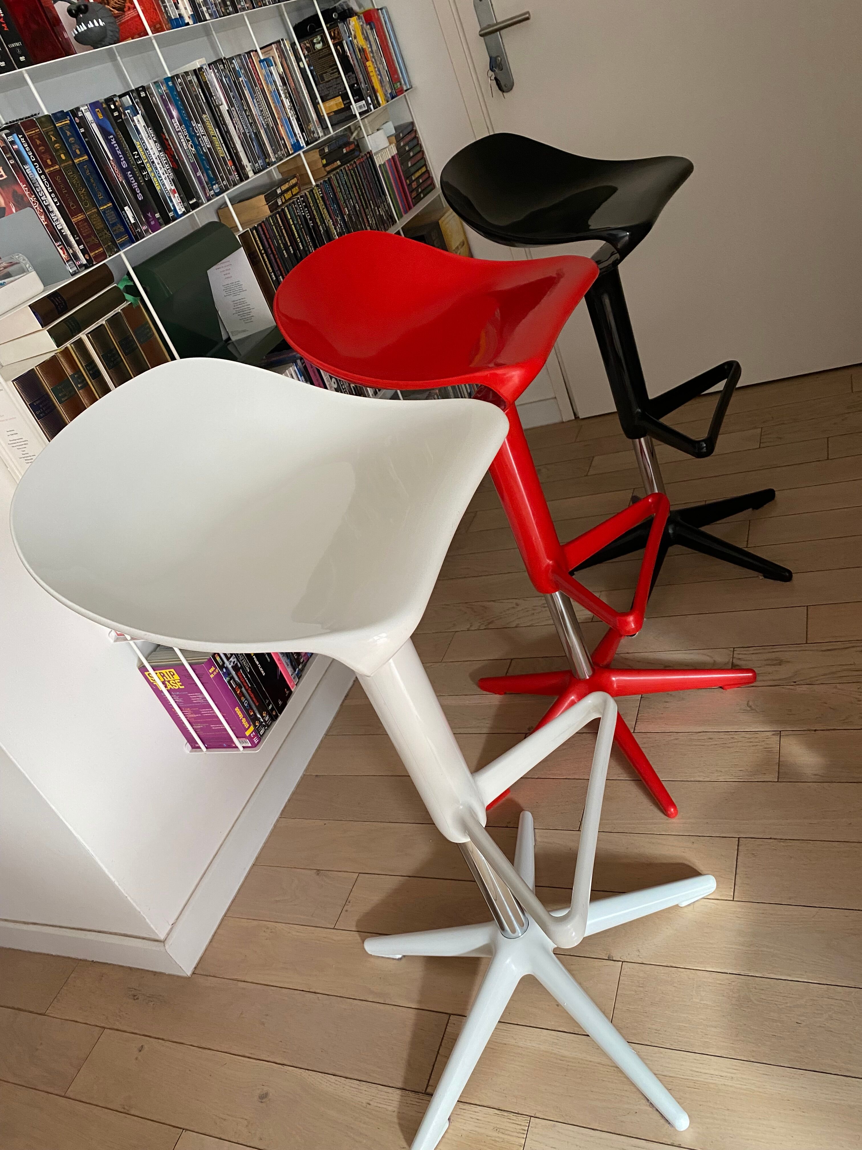 Kartell Spoon swivel and height-adjustable high stools