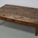 French 19th century farmhouse rustic natural chestnut coffee table
