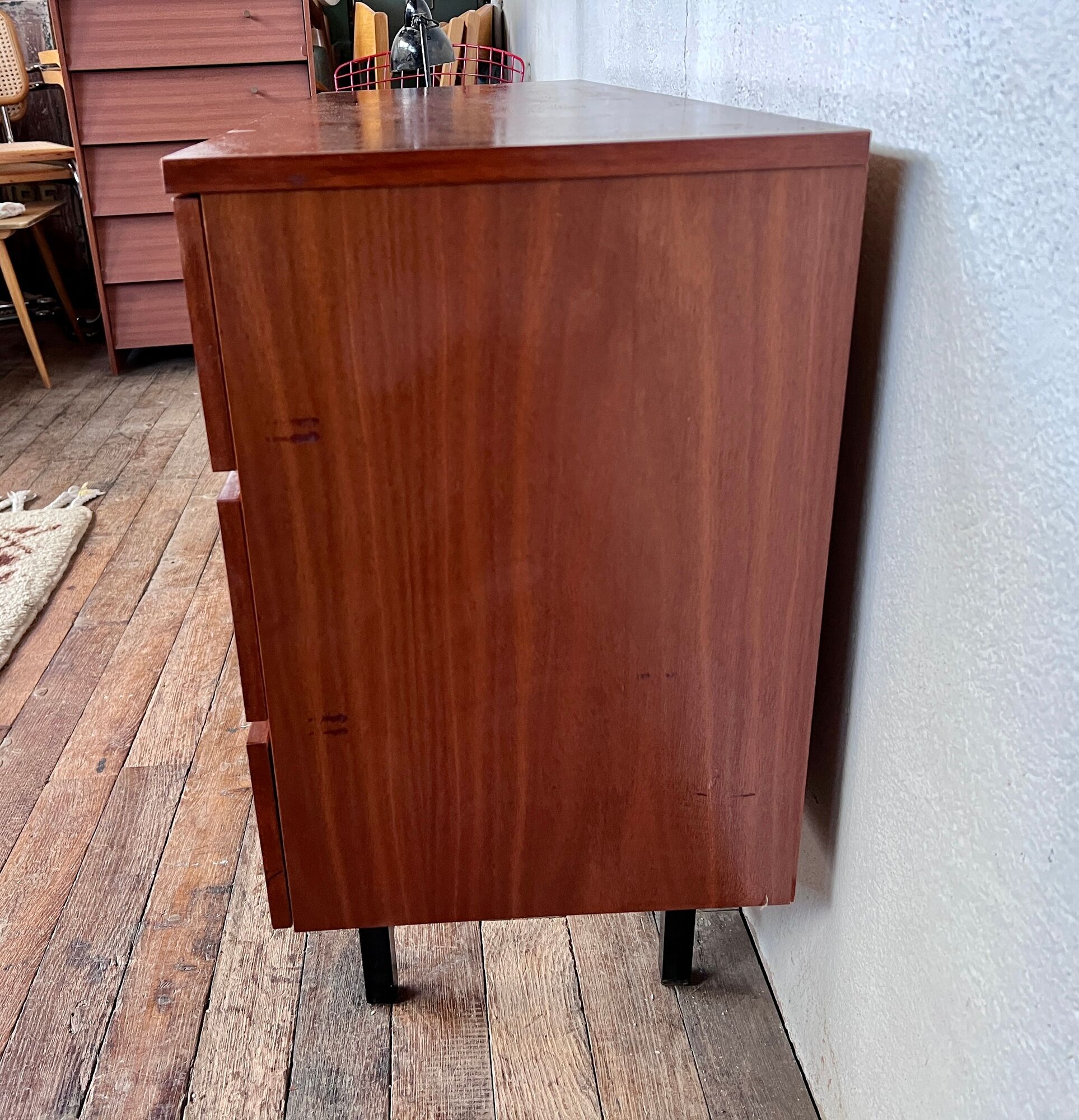 TV/ hifi cabinet in a row vintage modernist French 1960 LEGRAND DESIGN