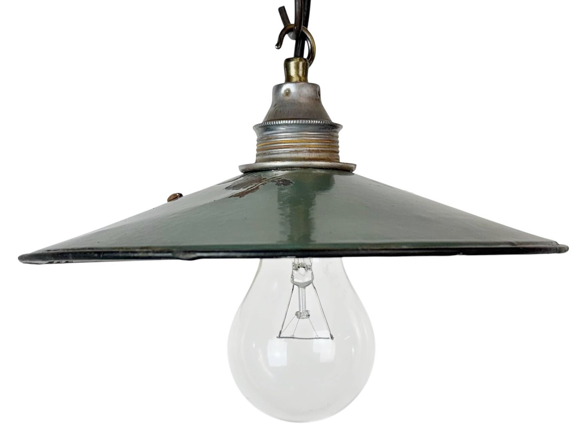 Lumière émaillée verte industrielle, années 1950