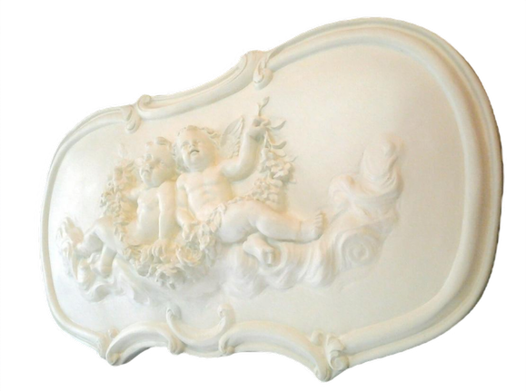 Fronton anges en staff plâtre renforcé 69x37cm