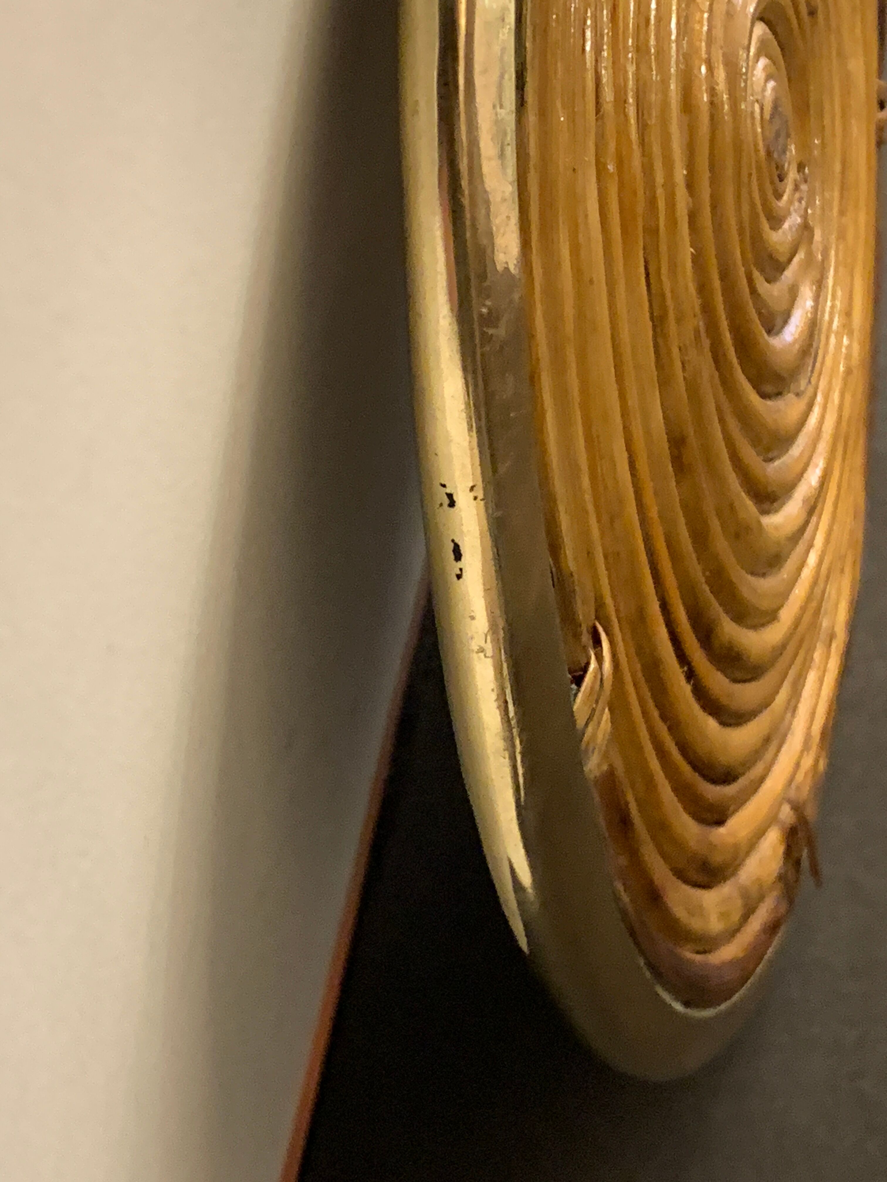 Round rattan and brass underside, 1960