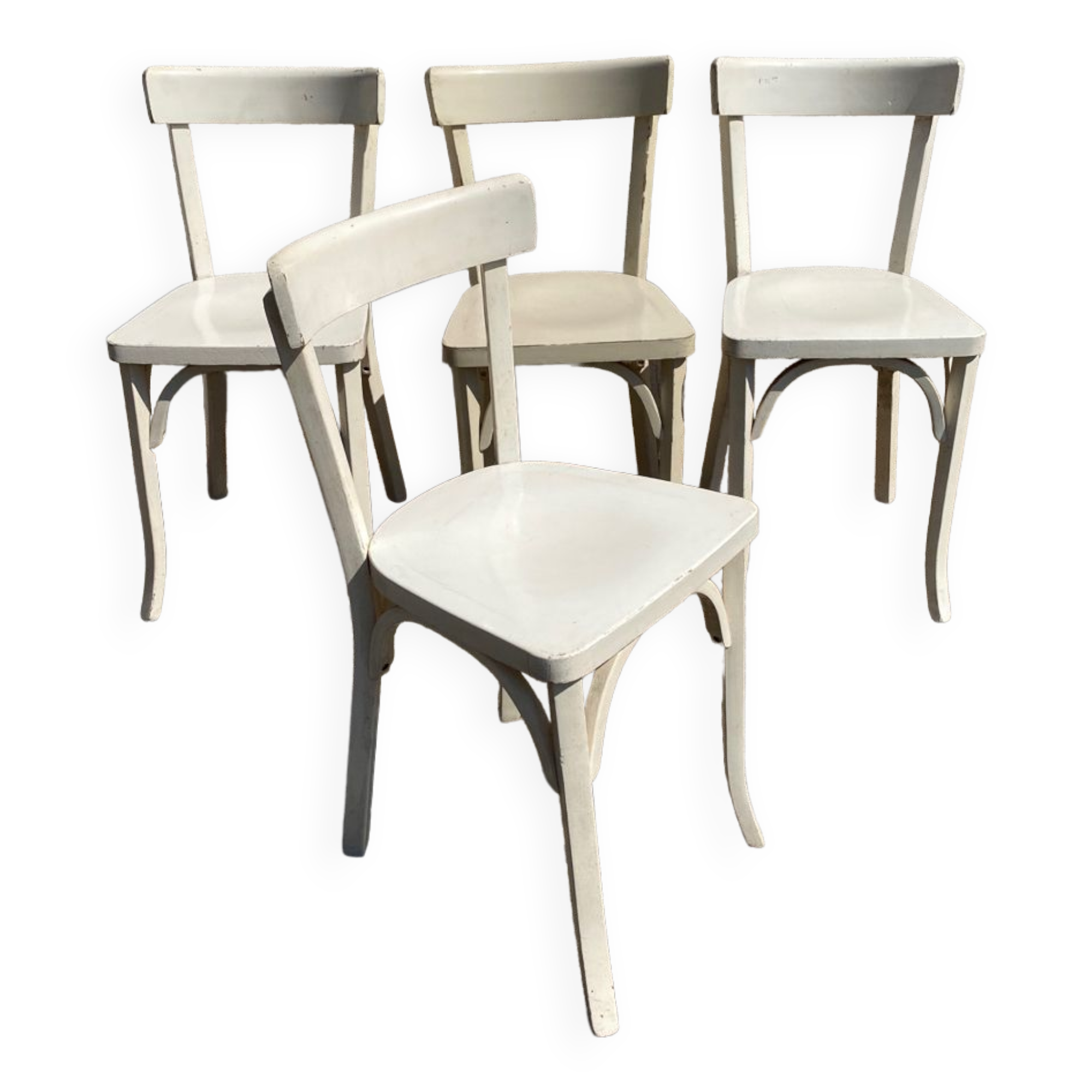 Set of 4 white bistro chairs