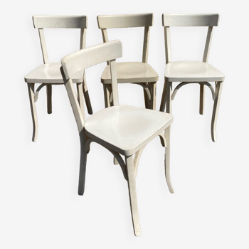 Set of 4 white bistro chairs