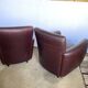 Pair of vintage brown leather club armchairs from the 70s