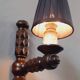 Pair of 60s Brutalist wall lights in varnished wood