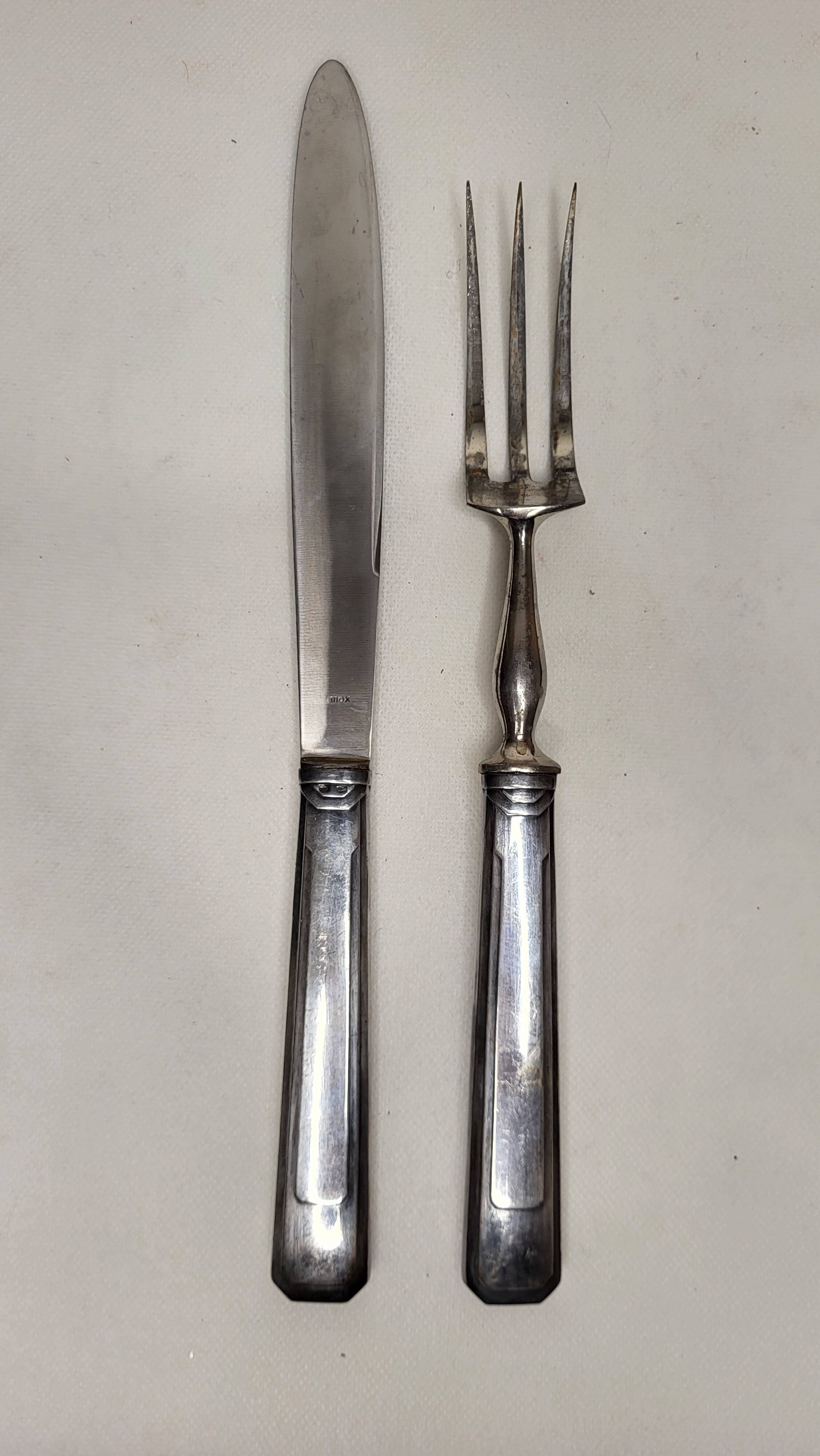 Art Deco silver plated lamb cutlery