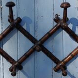 Wooden bistro coat rack with hat holder