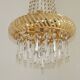 Vintage Gold Metal 5-Light Chandelier – Crystal Beads & Glass Prisms