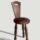 Folk Art Chestnut Wood Tripod Chair, Charles Dudouyt Style, France, 1930s