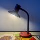 Vintage red and black metal desk lamp