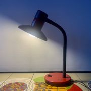 Vintage red and black metal desk lamp
