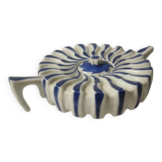 Théière en Porcelaine Chinoise Bleue et Blanche Signée