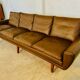 Vintage retro Danish mid-century G. Thams 4 person sofa in brown leather 1960