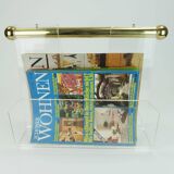 Transparent lucite acrylic magazine rack 1970s 1980s space age