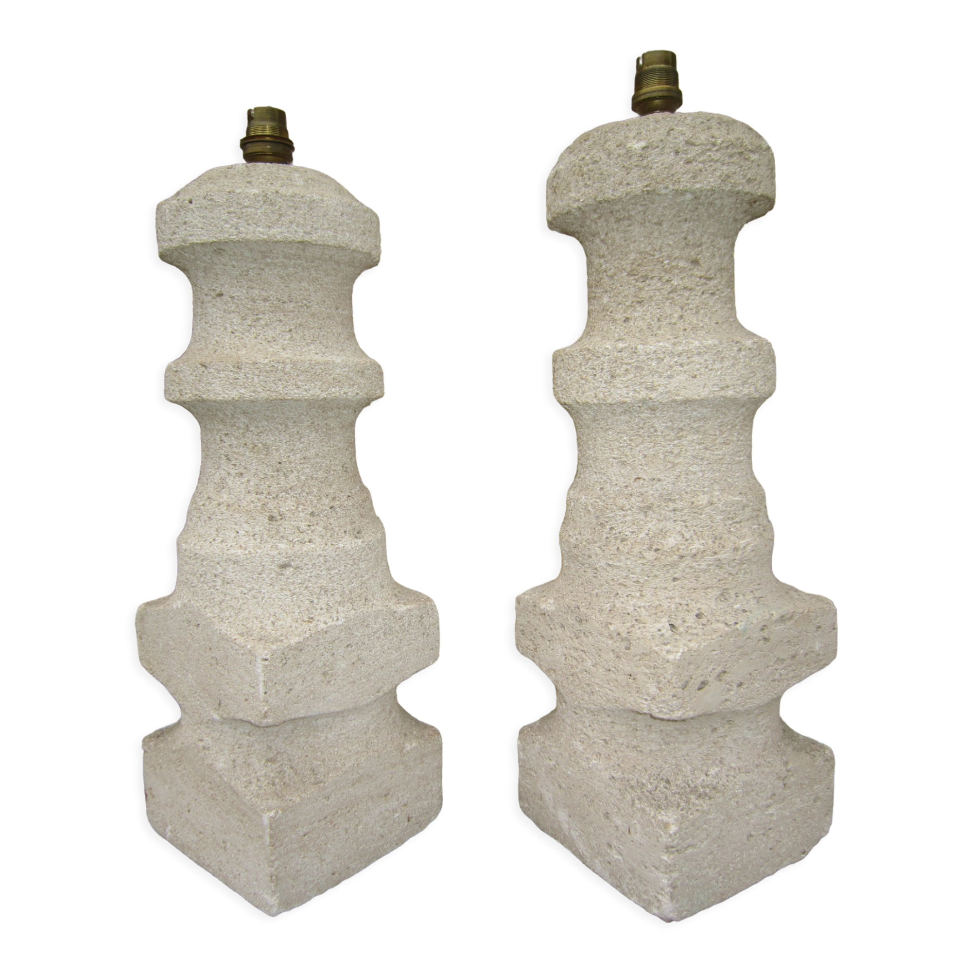 Albert Tormos pair of limestone lamp feet
