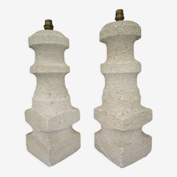 Albert Tormos pair of limestone lamp feet