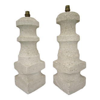 Albert Tormos pair of limestone lamp feet