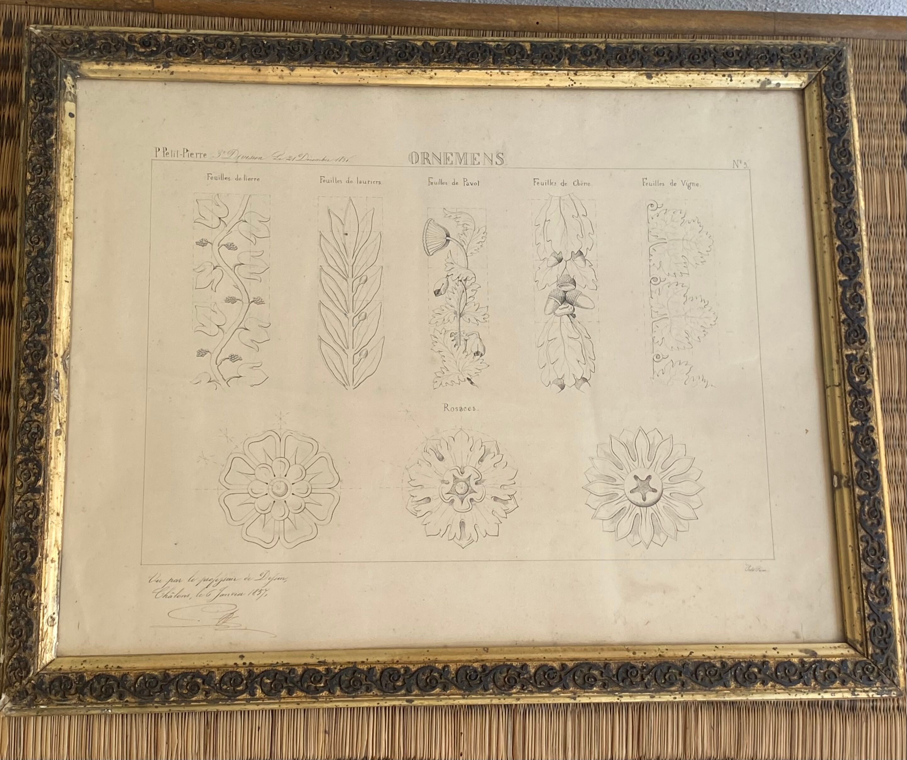 Architectural drawing 1857, glazed wood frame
