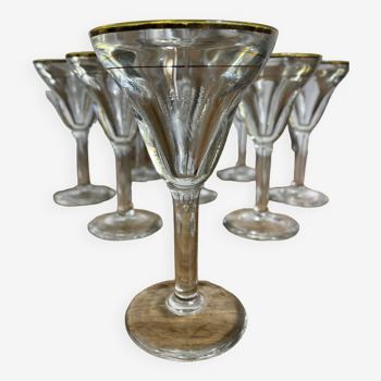 Set de verres de bistrot vintage 1960 à liseré or