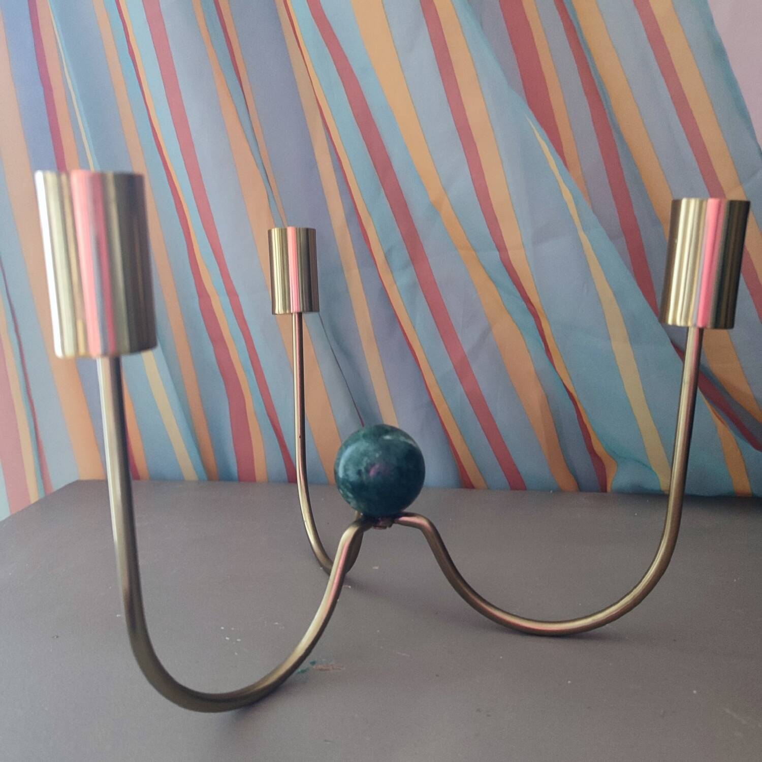 3-branch design candle holder in brass