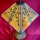 Art Deco lamp, "Tiffany" inspiration, glass and brass