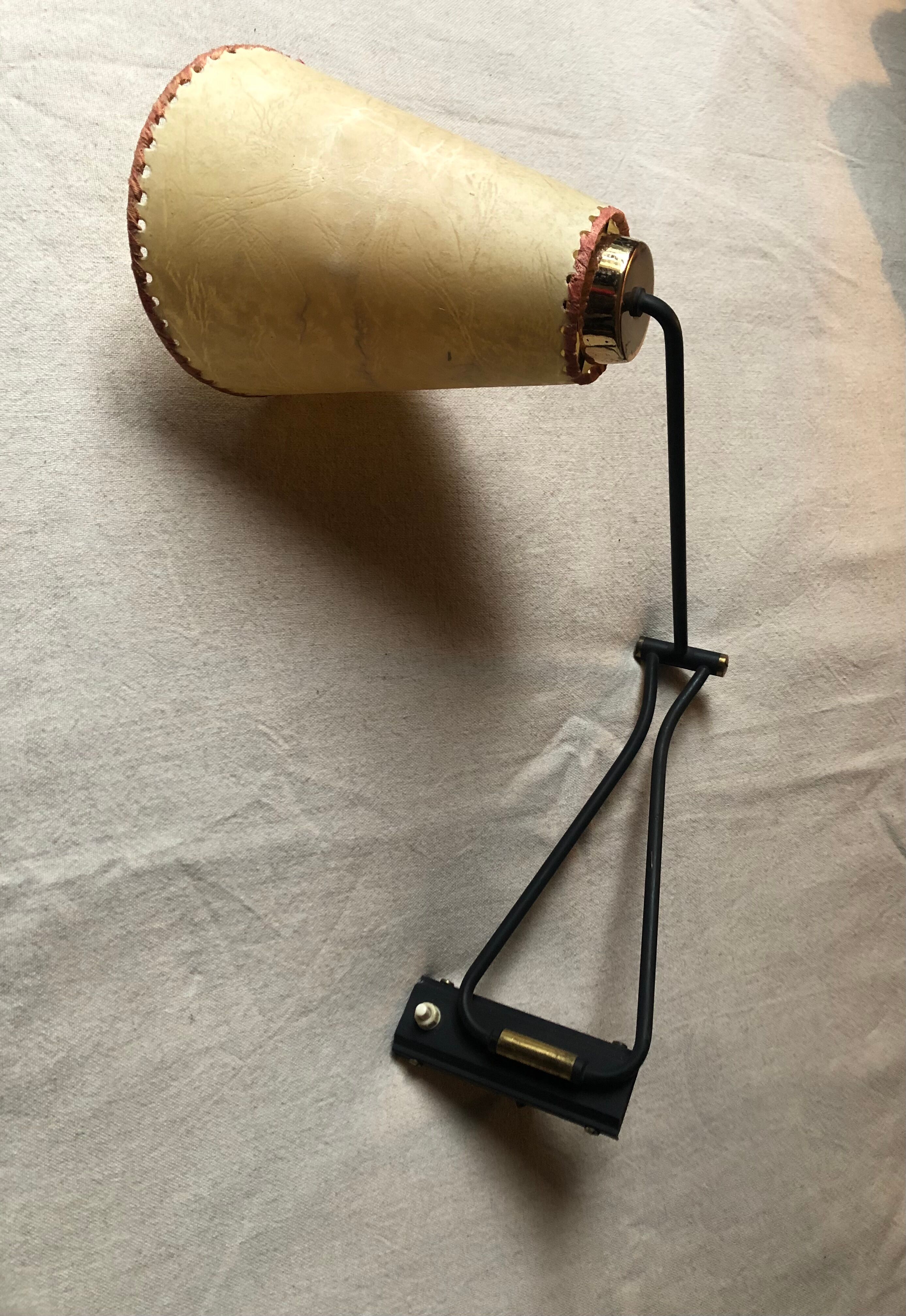 Wall lamp 2 black metal arms 60s