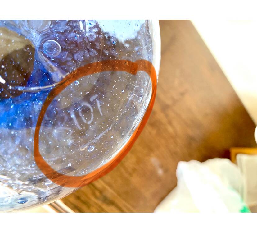 Biot bubble glass carafe signed