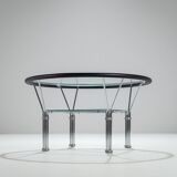 Post-Modern round glass and steel coffeetable attributed to Niels Bendtsen