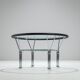 Post-Modern round glass and steel coffeetable attributed to Niels Bendtsen