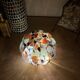White, orange & brown glass pumpkin lamp – vintage