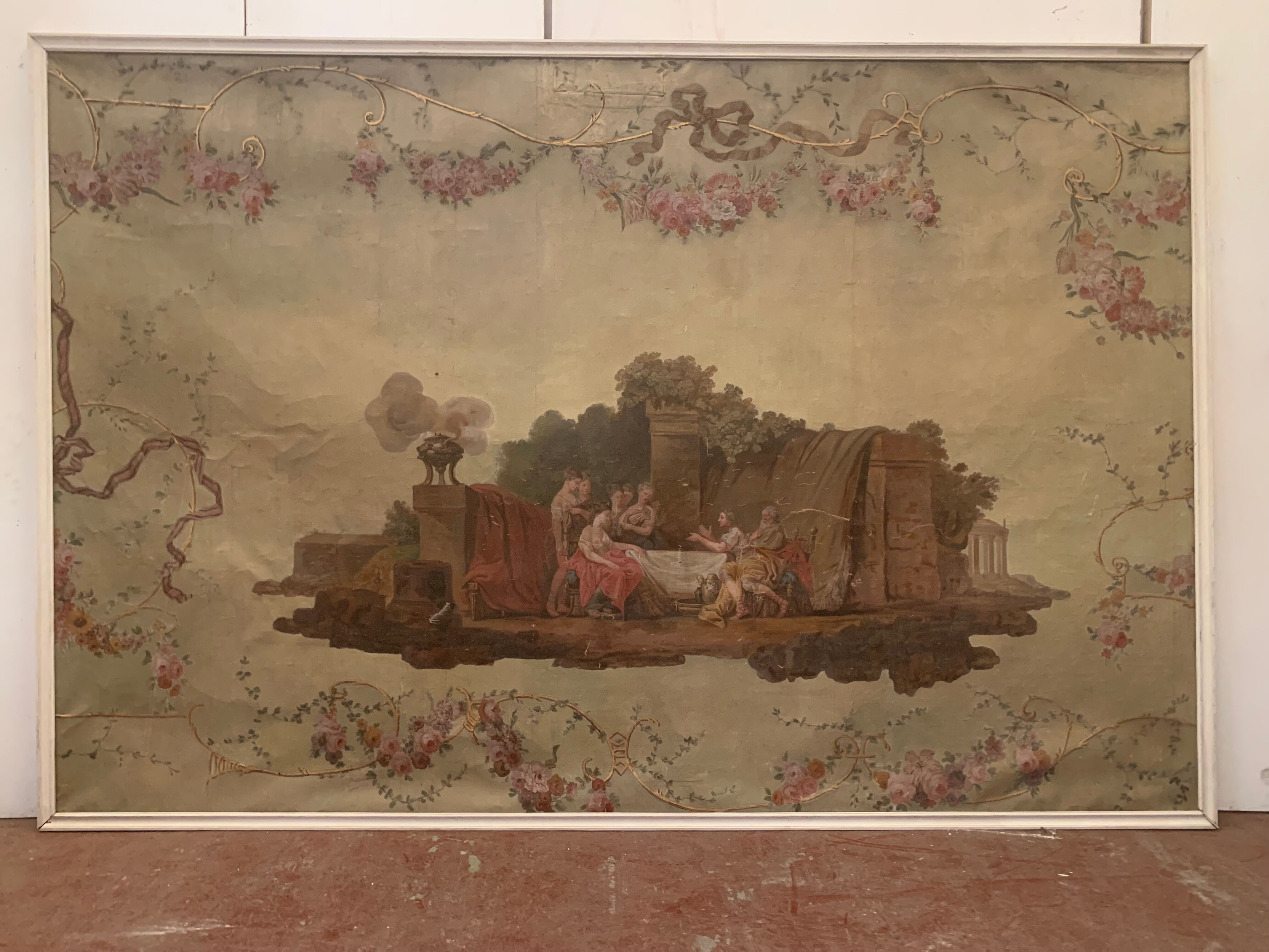 Painting on canvas has decoration of a scene in the Antique Decorative panel nineteenth century