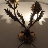 Golden wrought iron wall lamp France, 1970s