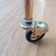 Vinyl hi-fi console with wheels in gold metal and wood