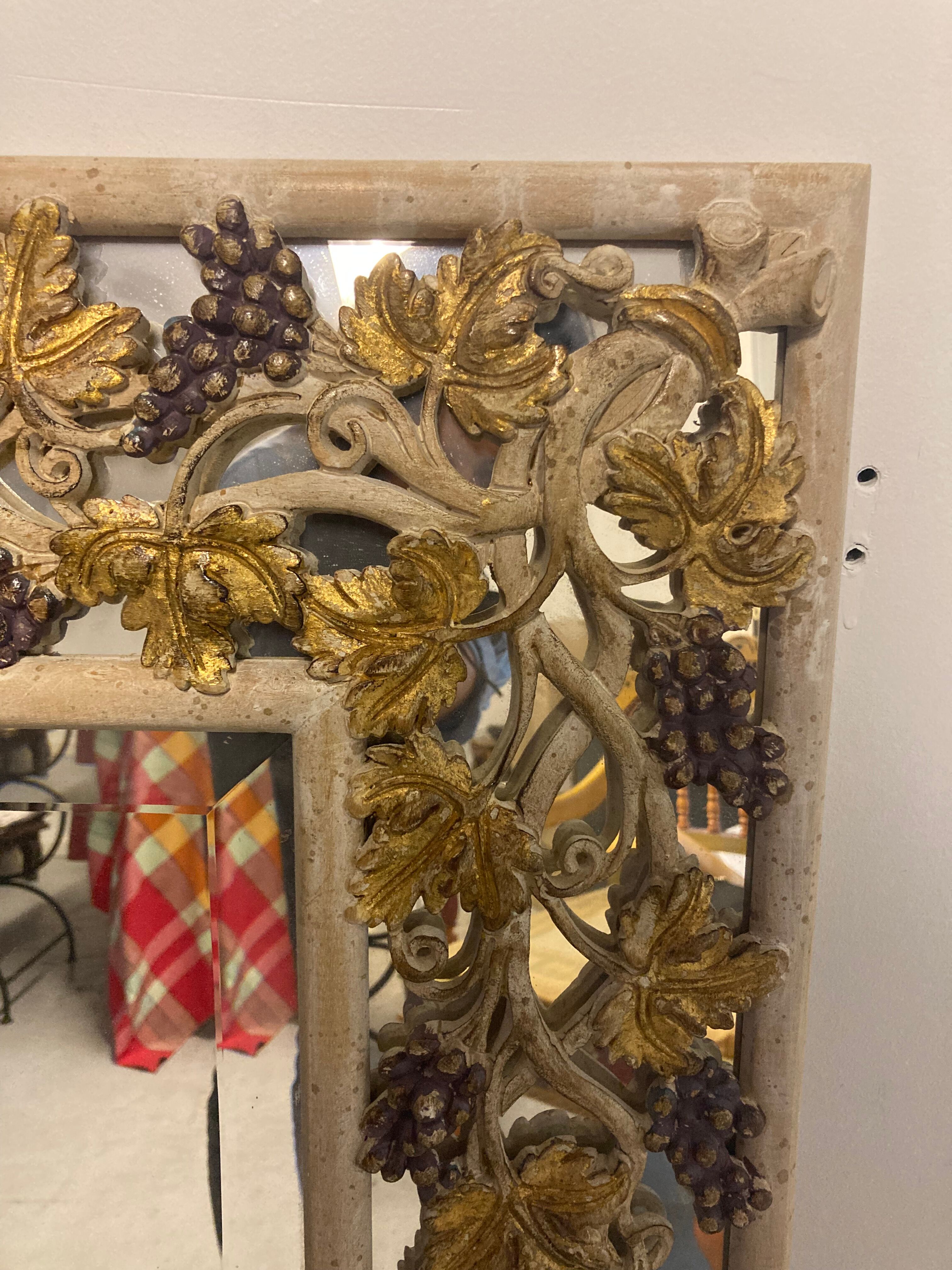 Mirror wood decoration vine leaves